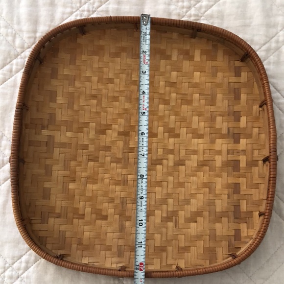 Boho Rattan Natural Wicker Wood tray Wall Hanging - Picture 9 of 12
